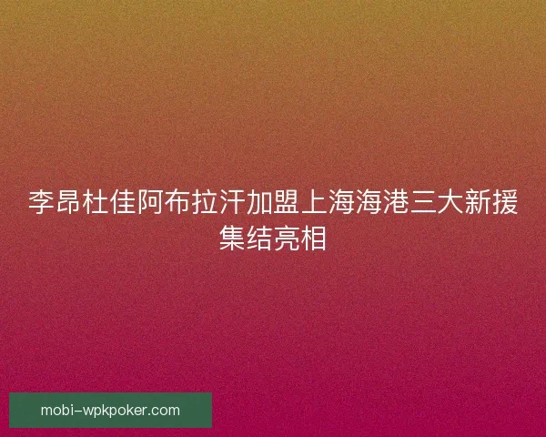 李昂杜佳阿布拉汗加盟上海海港三大新援集结亮相